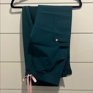 Figs Women's Pants - Dark Teal with Pink Accents